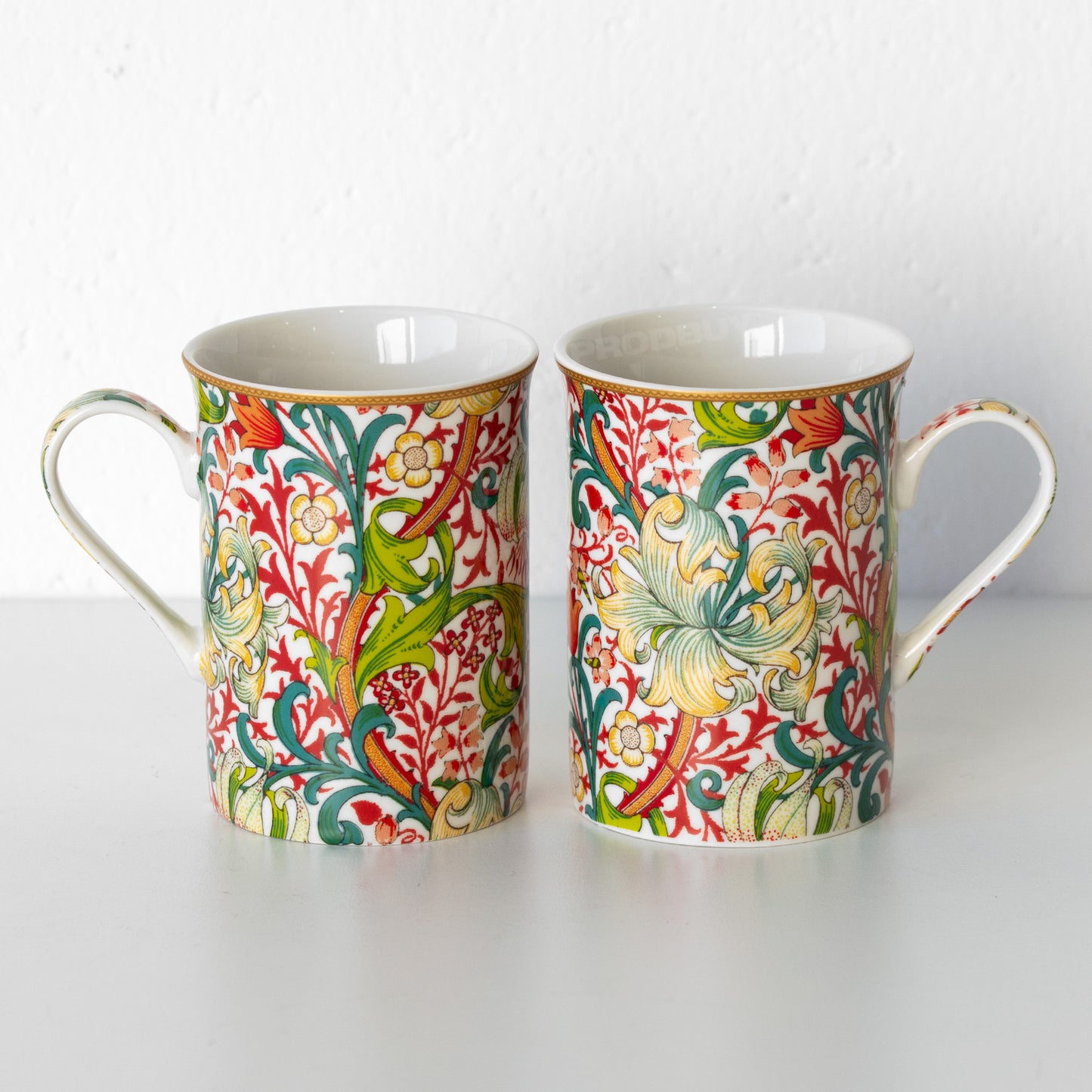 Set of 4 Colour Floral 'Golden Lily' Coffee Mugs