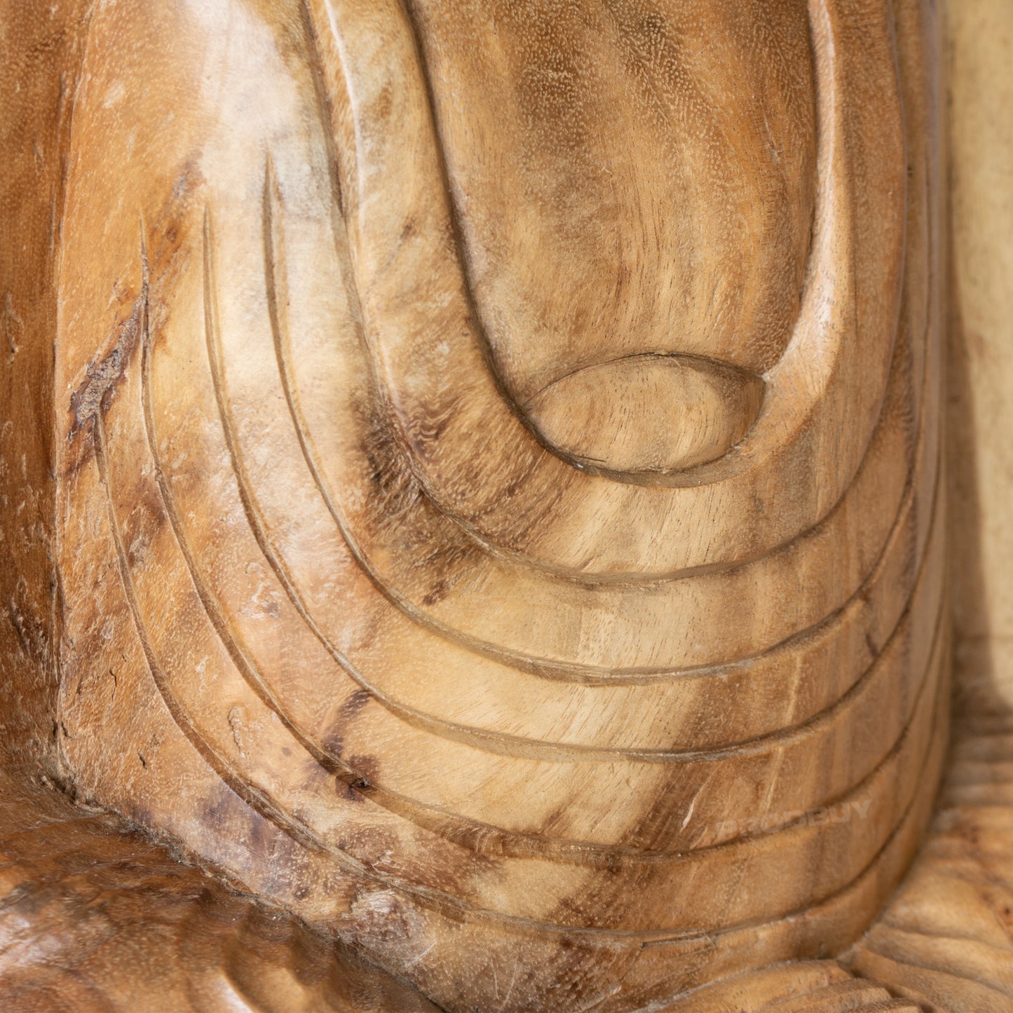 Large Solid Wooden Sitting Buddha Ornament