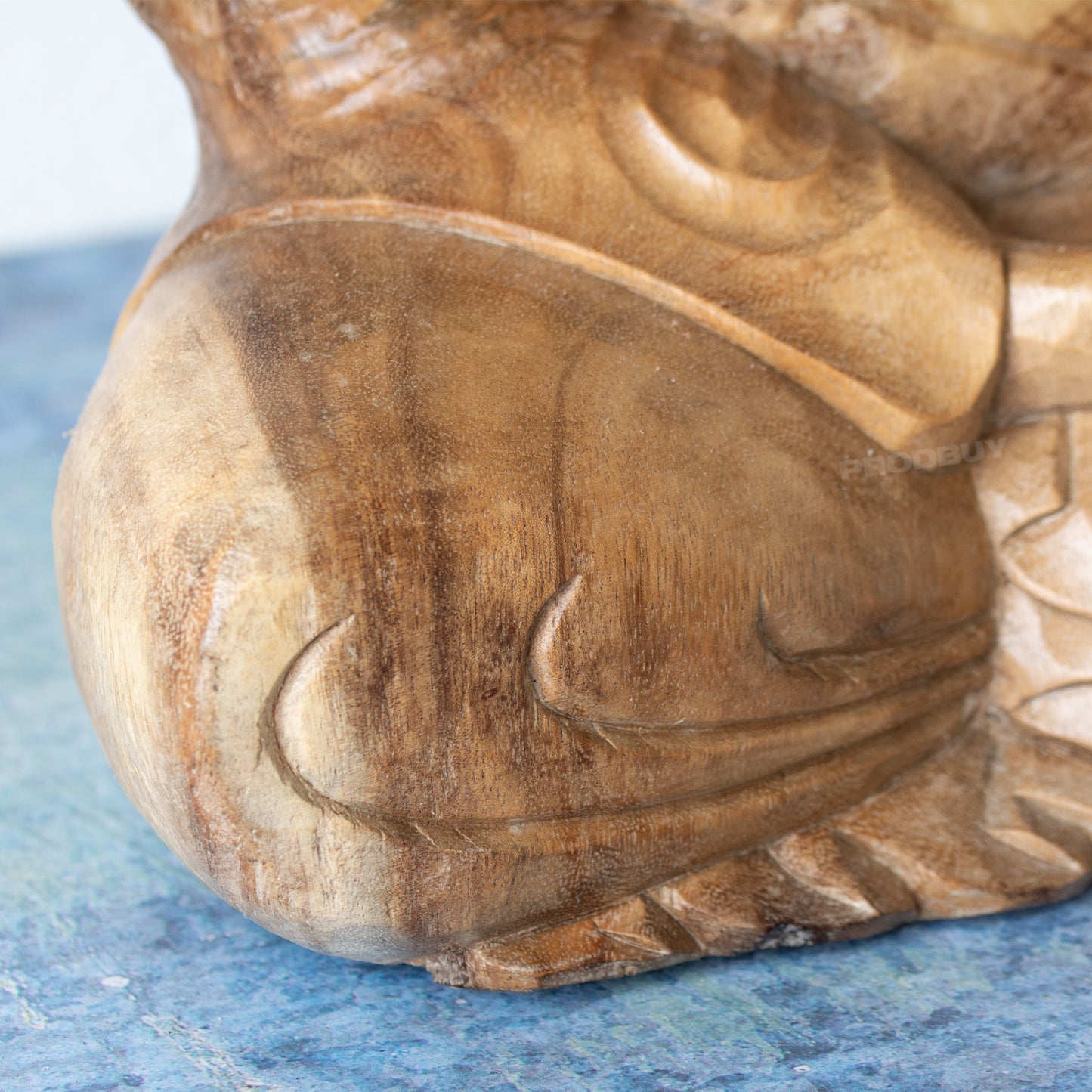Large Solid Wooden Sitting Buddha Ornament