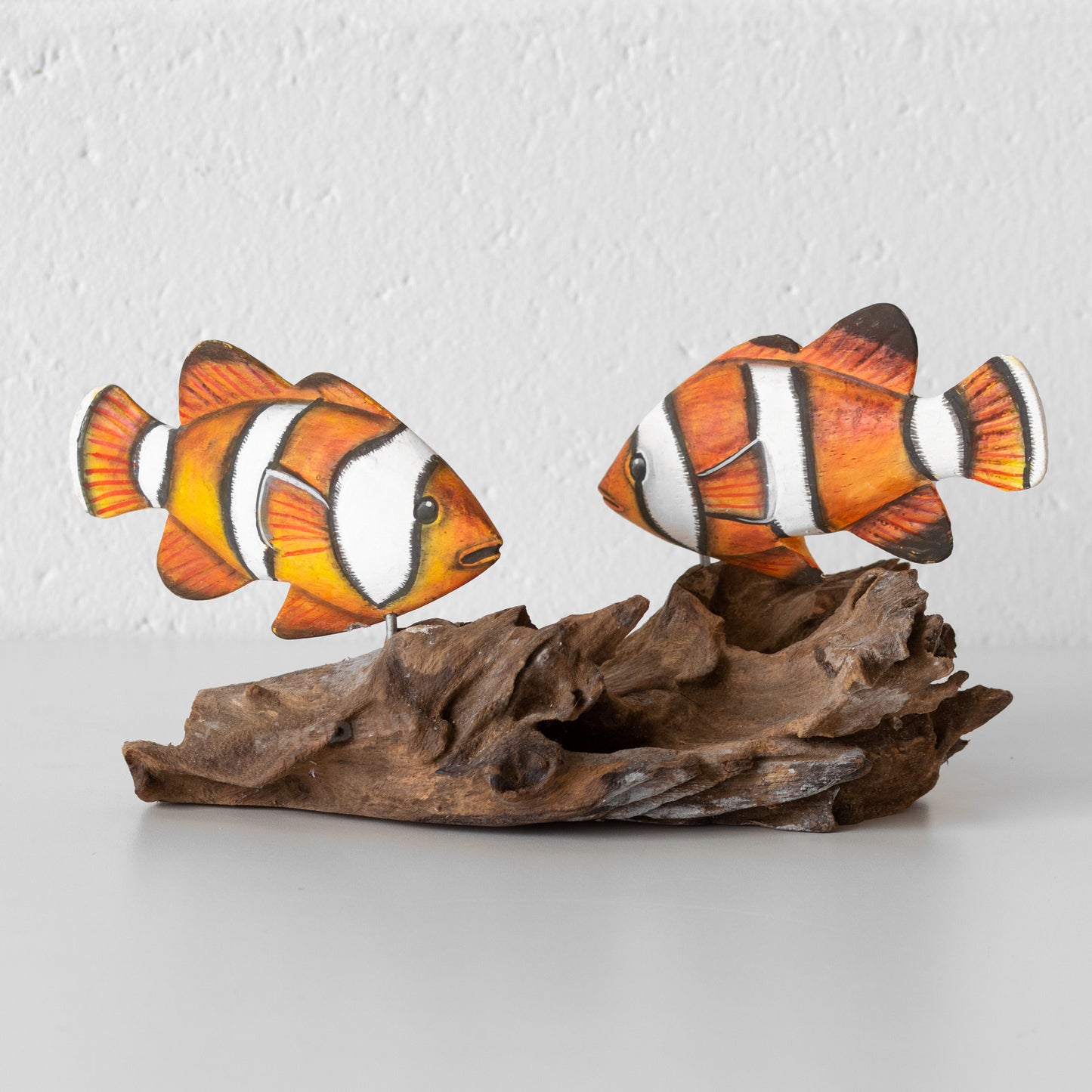 Clownfish on Coral Teak Root Wood Ornament