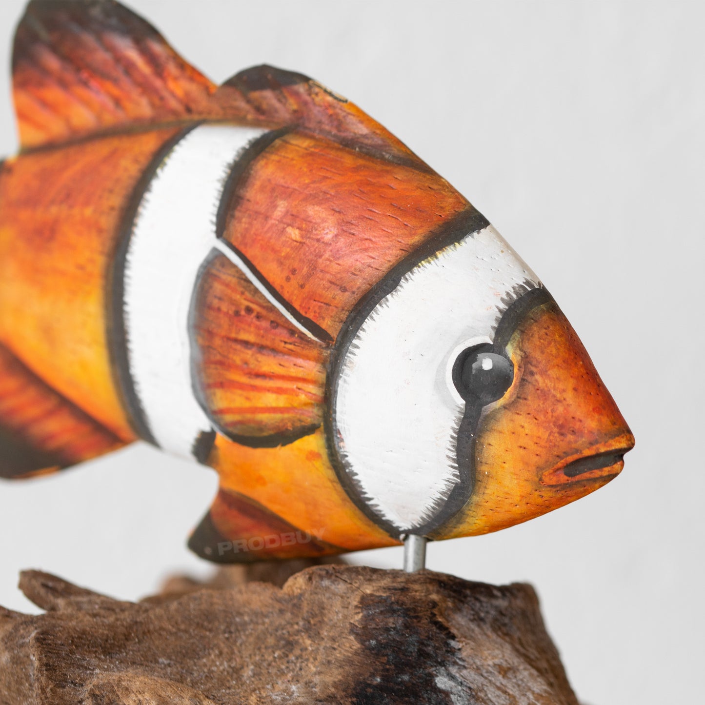 Clownfish on Coral Teak Root Wood Ornament