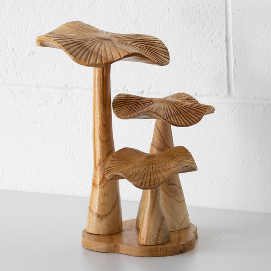 Natural Wooden Bali Mushrooms Ornament