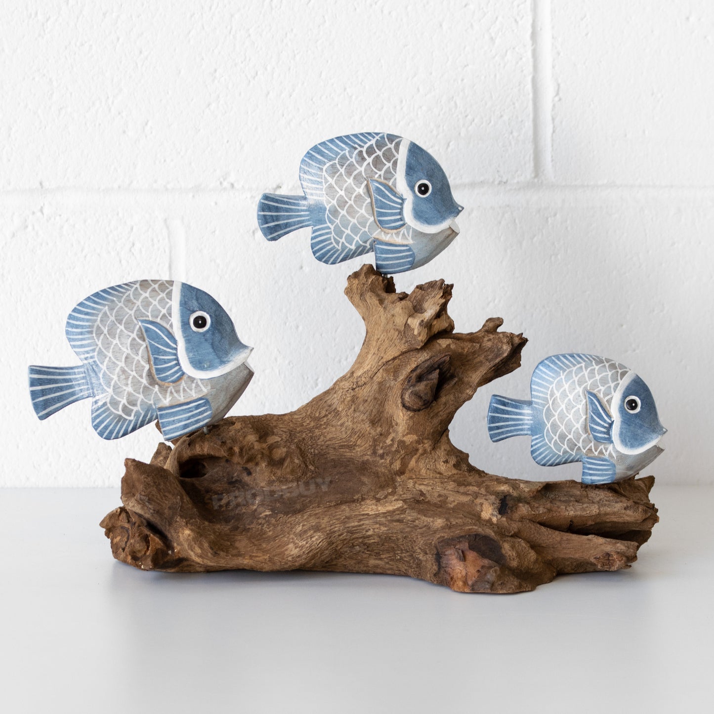 Fish on Coral Teak Root Wood Ornament