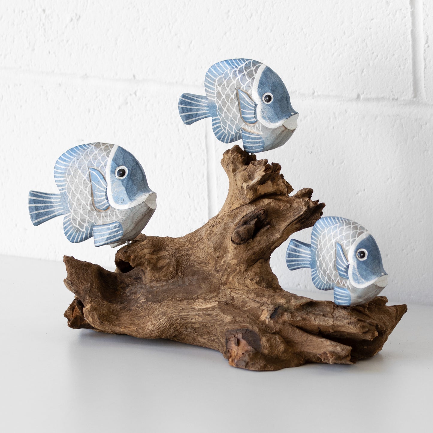 Fish on Coral Teak Root Wood Ornament