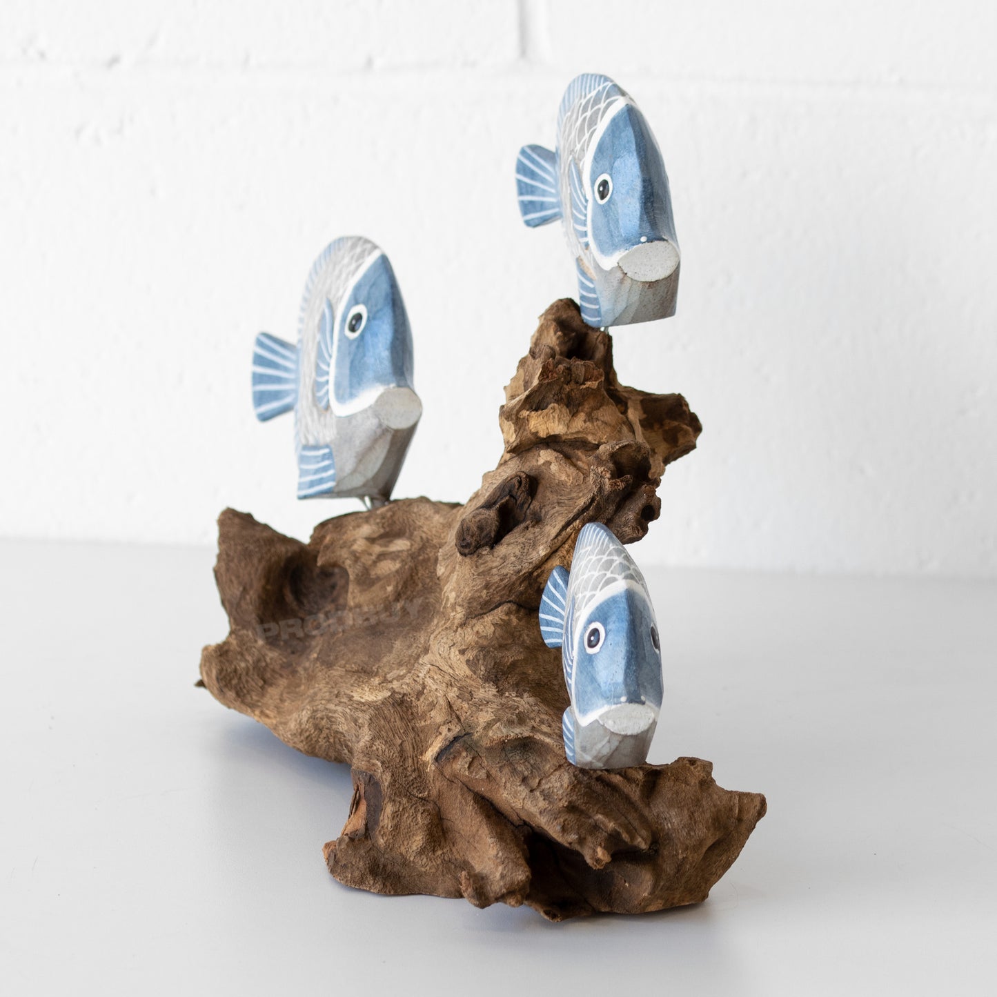 Fish on Coral Teak Root Wood Ornament