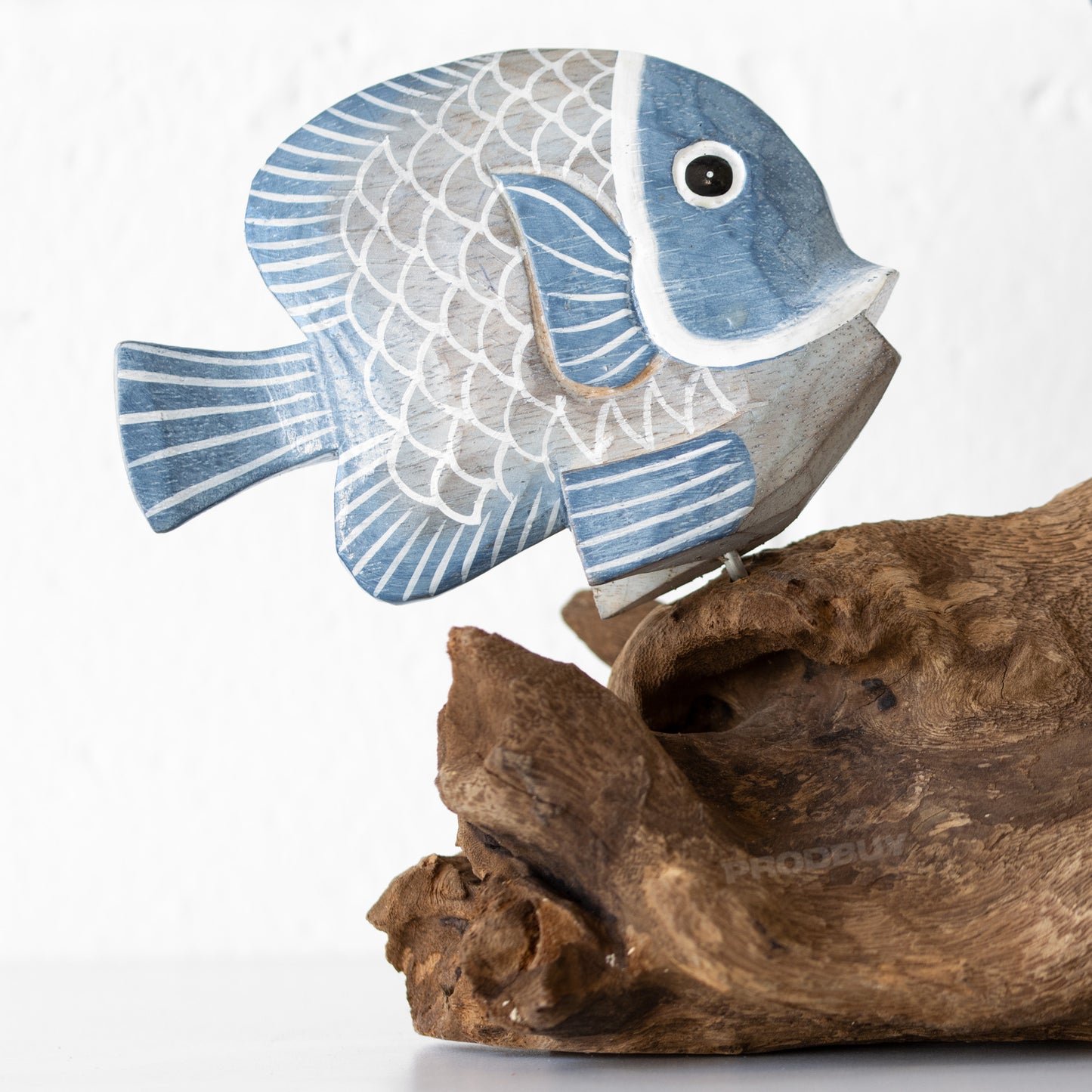 Fish on Coral Teak Root Wood Ornament