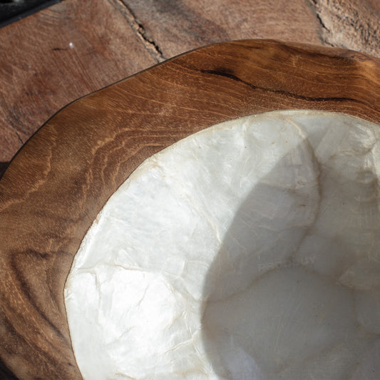 Pearl & Teak Root Wood Display Bowl 25cm