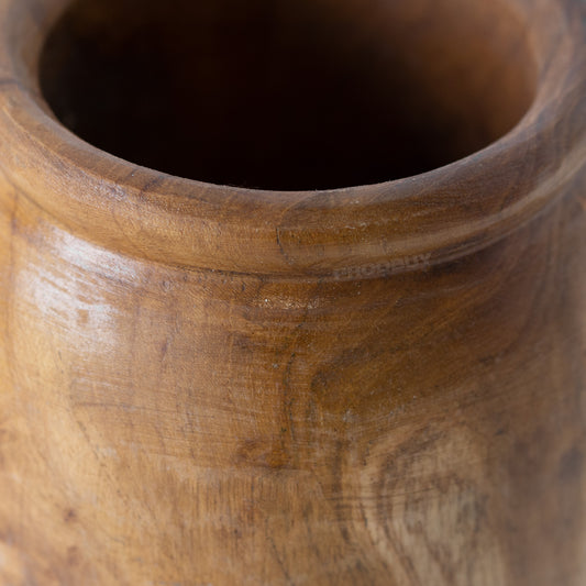 Hand Carved 'Shallow' Vase Teak Root Wood 25cm