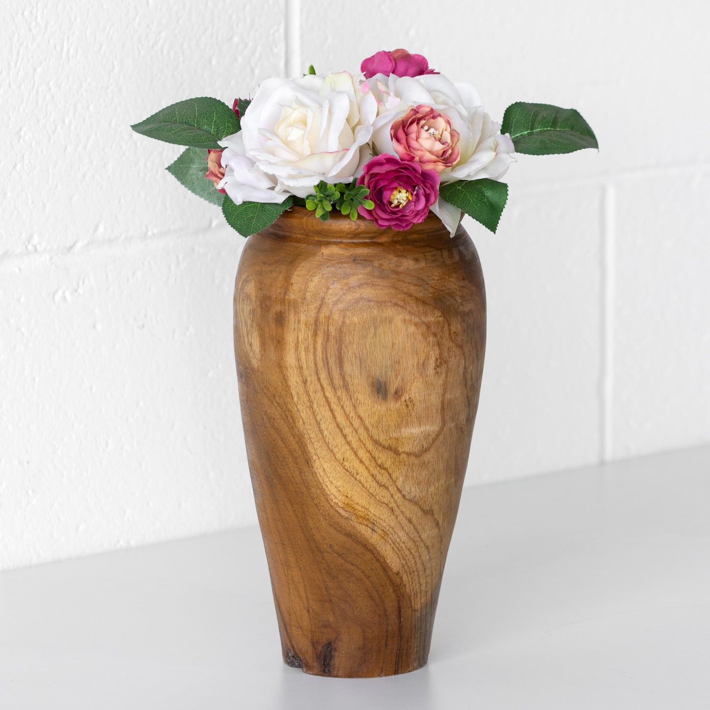Hand Carved 'Shallow' Vase Teak Root Wood 25cm