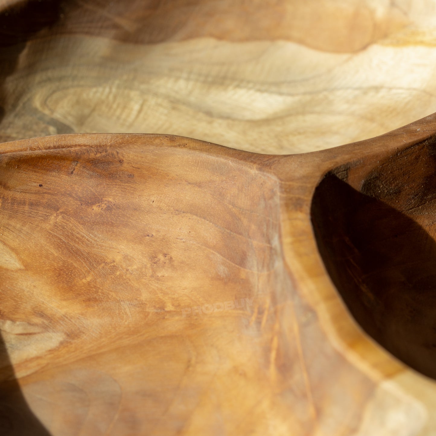 Teak Root Wood 3 Section Hand Carved Serving Bowl