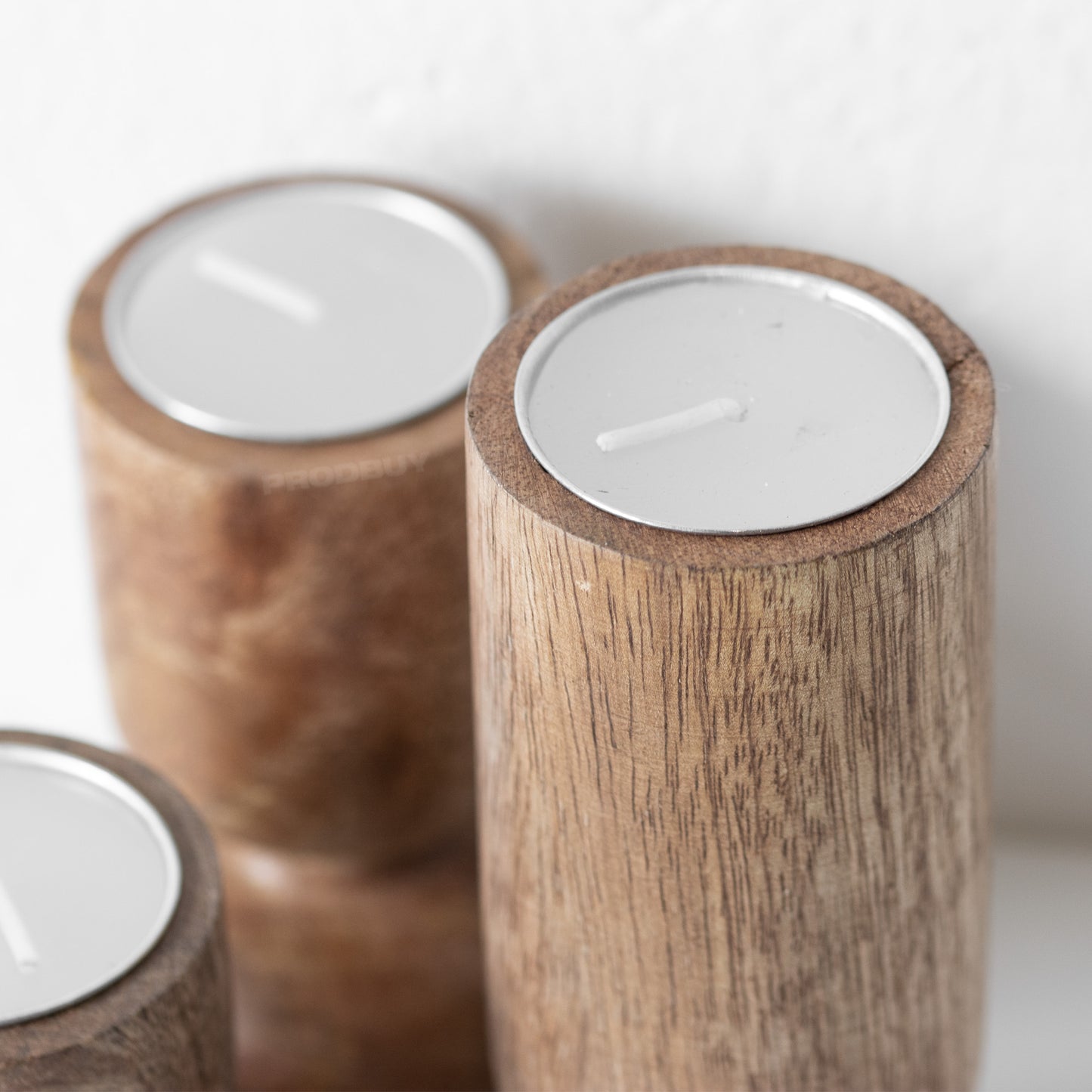 Set of 3 Solid Wooden Tea Light Holders