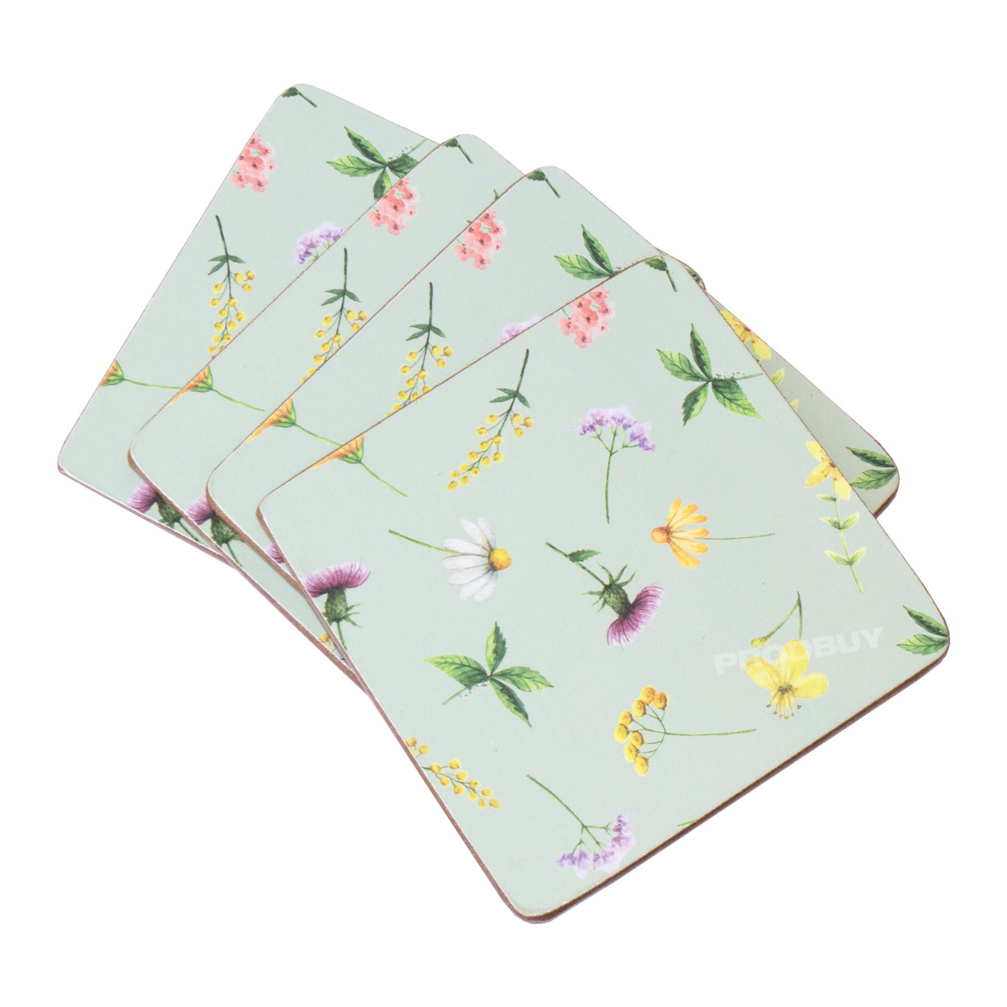 Pack of 4 Green Flowers Coasters