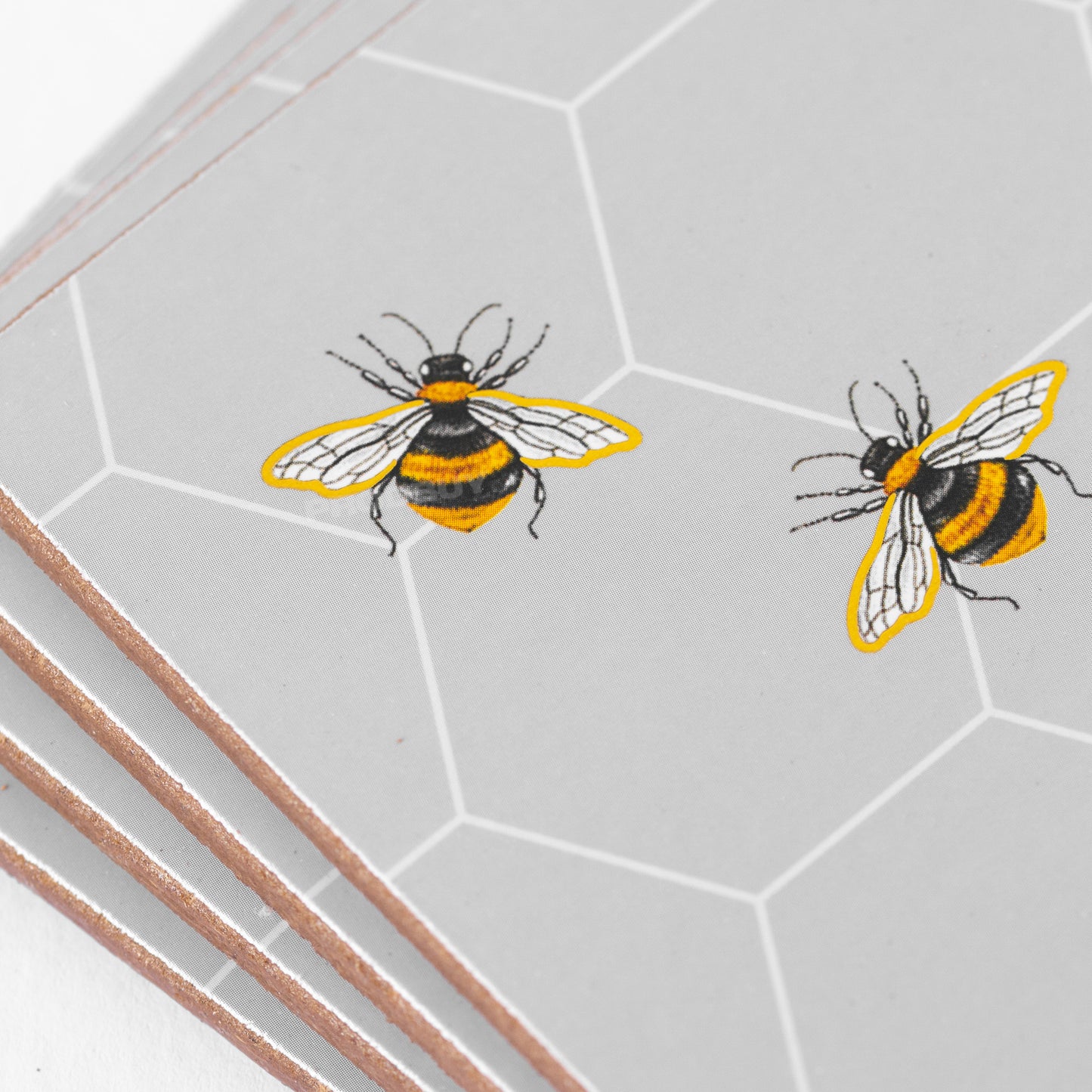 Set of Grey Busy Bees 4 Placemats & 4 Coasters