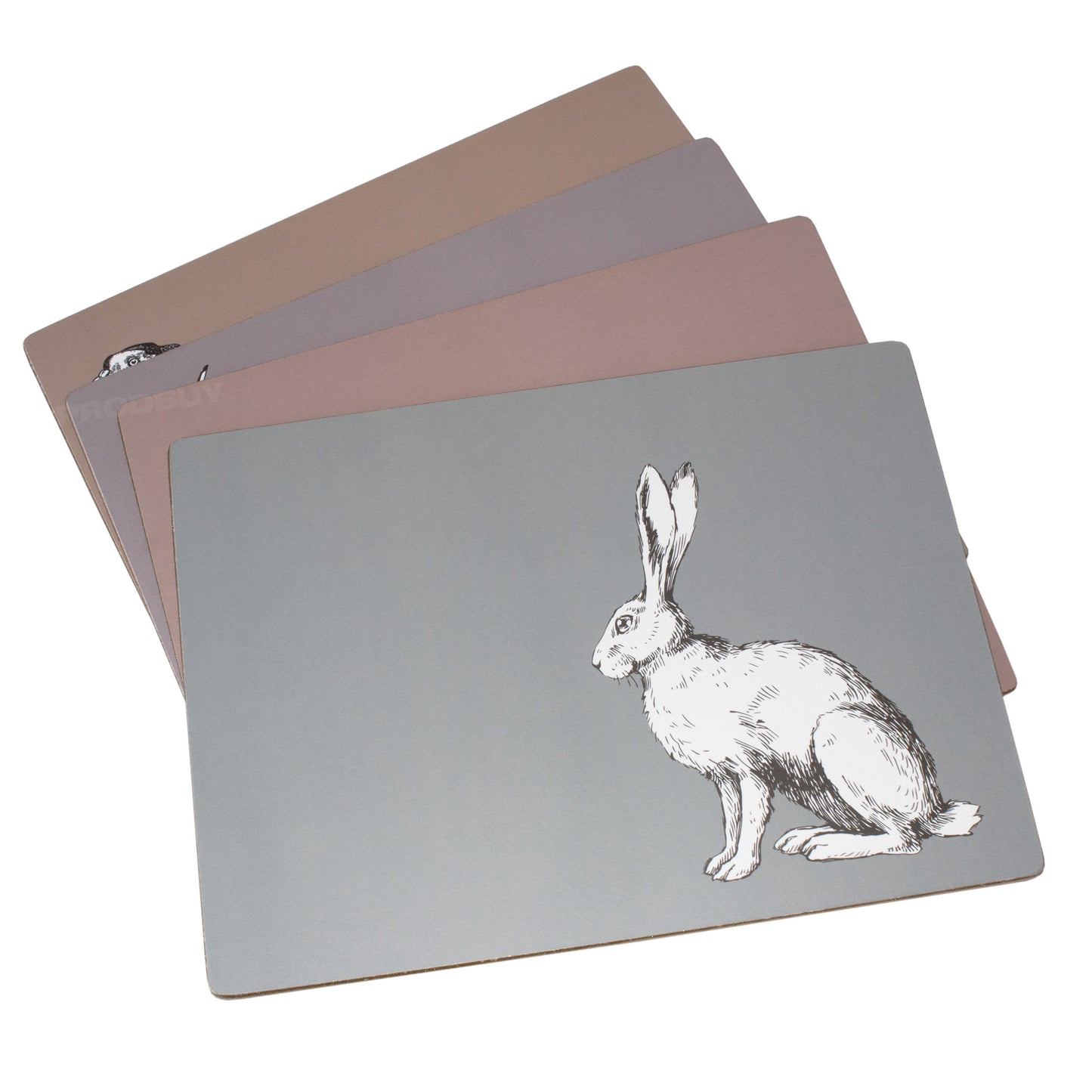 Set of 4 Placemats & 4 Coasters with Woodland Animals