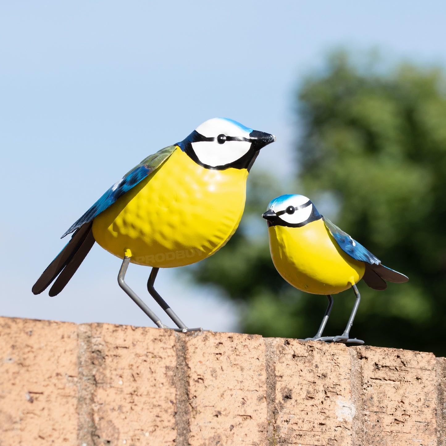 Set of 2 Small Blue Tit Bird Garden Ornaments