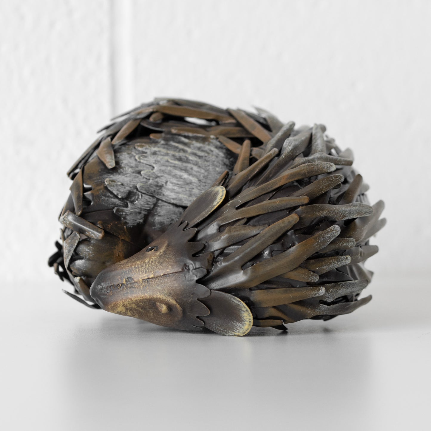 Small Metal Sleeping Hedgehog Garden Ornament