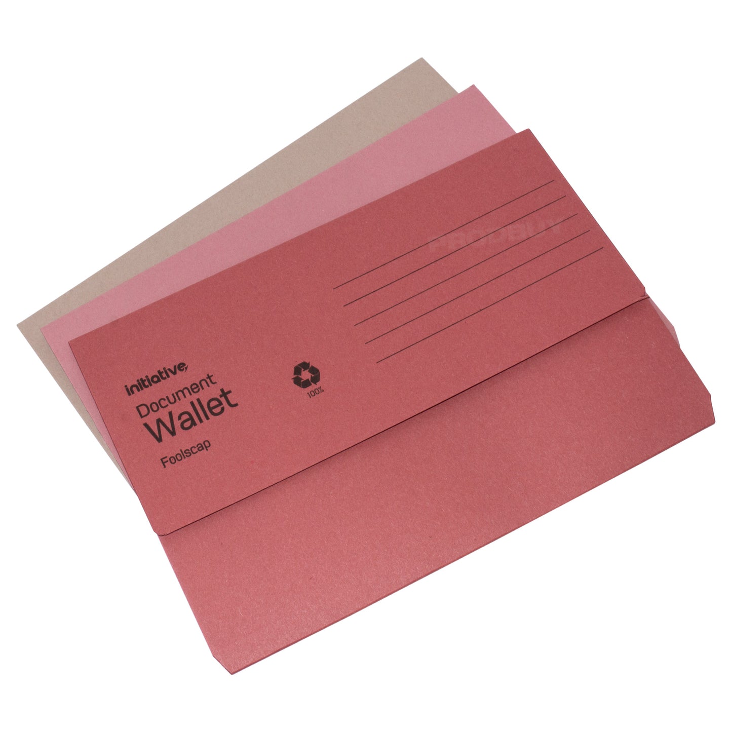 Set of 24 Buff Brown/Pink/Red Foolscap Document Wallets