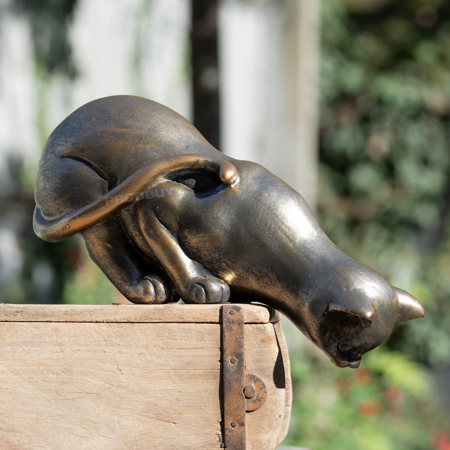 Peering Cat Resin Shelf Ornament