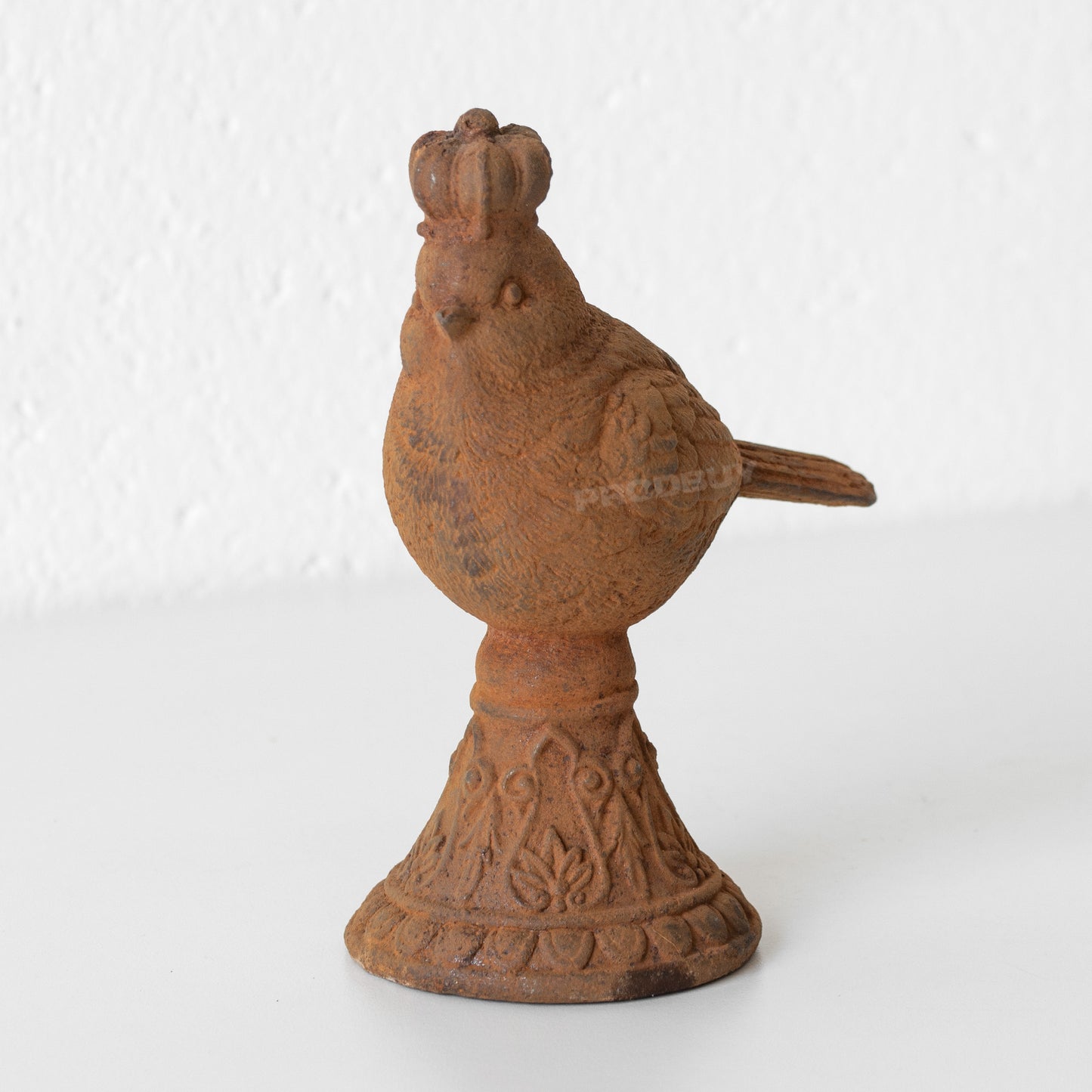 Rusty Cast Iron Bird with Crown Garden Ornament
