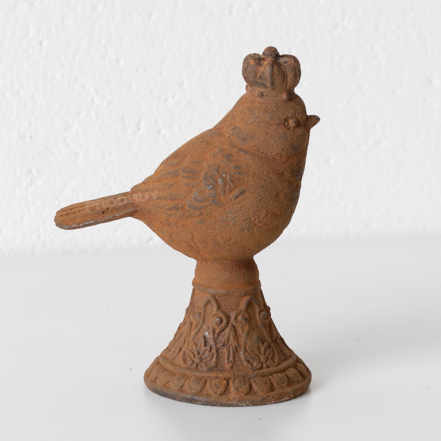 Rusty Cast Iron Bird with Crown Garden Ornament
