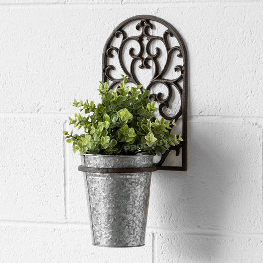 Cast Iron Wall Mounted Garden Plant Pot Holder