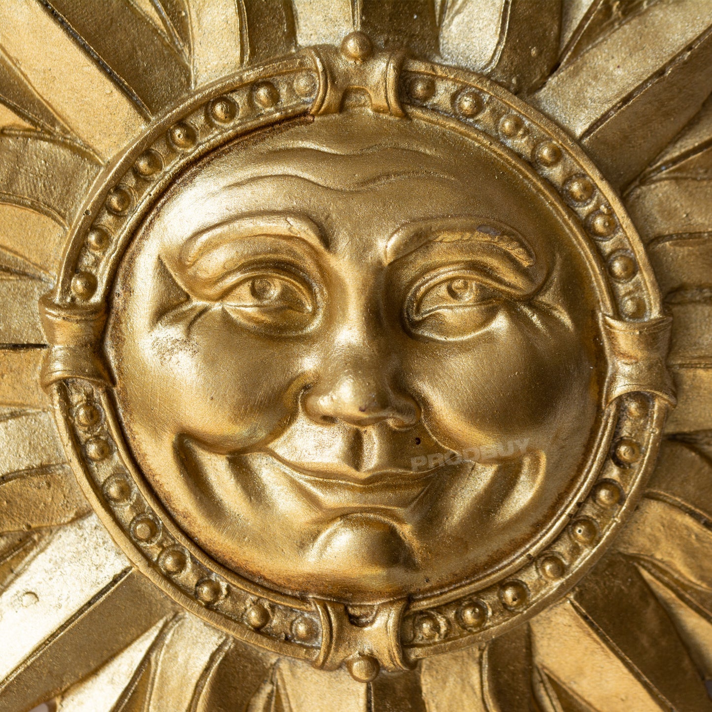 Small Smiling Sun Face Gold Resin Wall Sculpture
