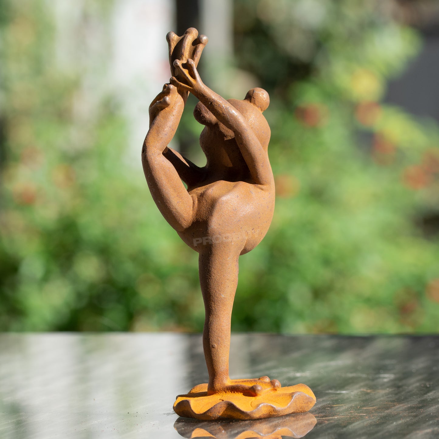 Yoga Frog 'Leg In Air' Rusty Cast Iron Garden Ornament