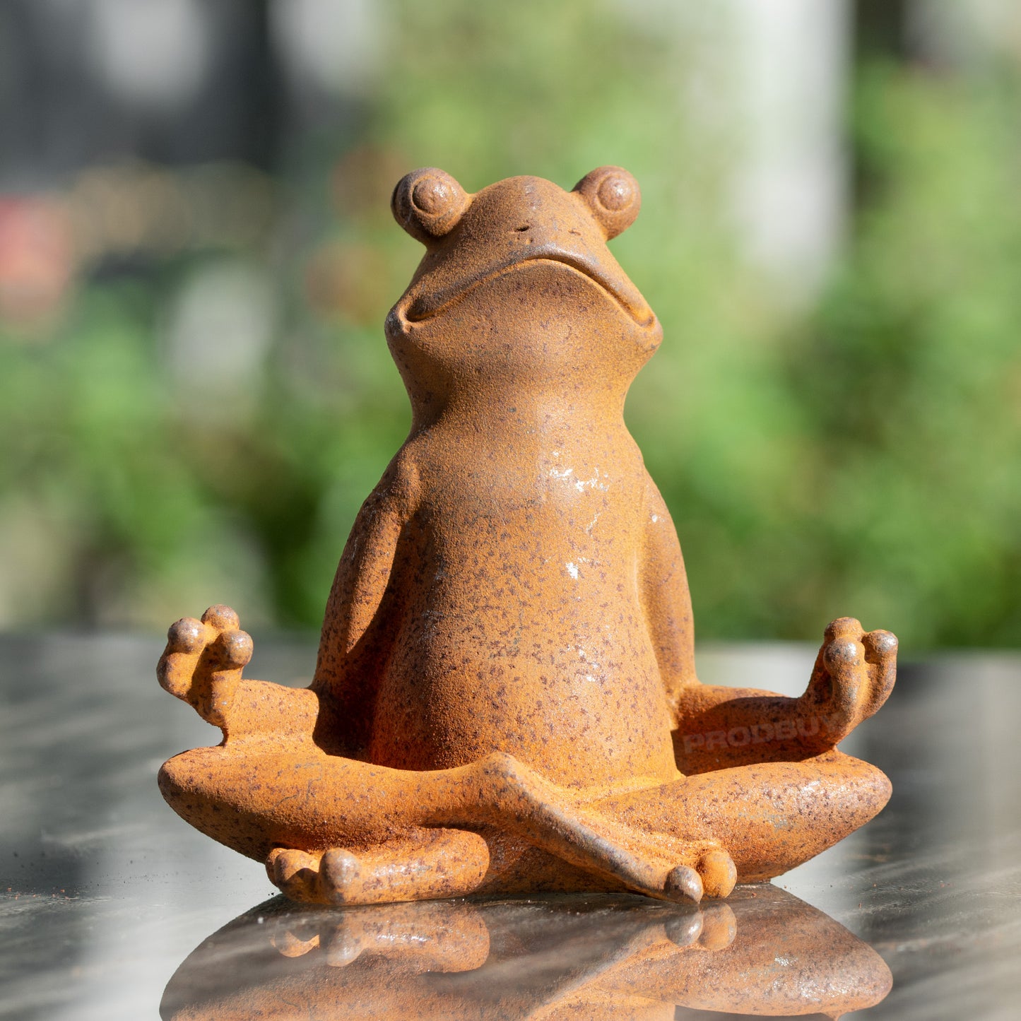 Sitting Yoga Frog Rusty Cast Iron Garden Ornament
