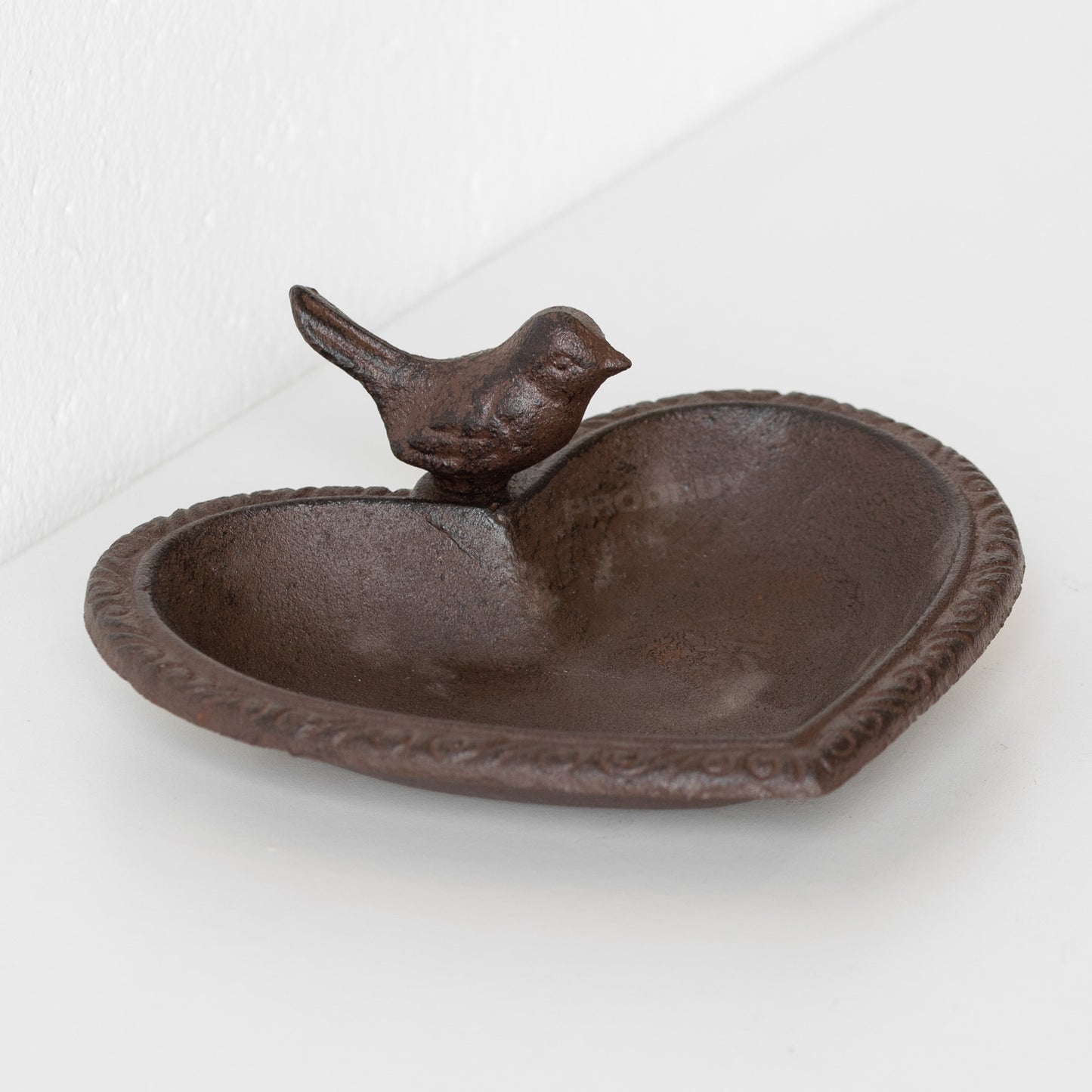 Cast Iron Heart Shaped Bird Bath Feeder Dish