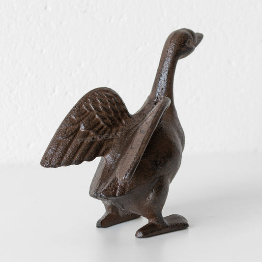 Cast Iron Duck with Wings 14cm Garden Sculpture