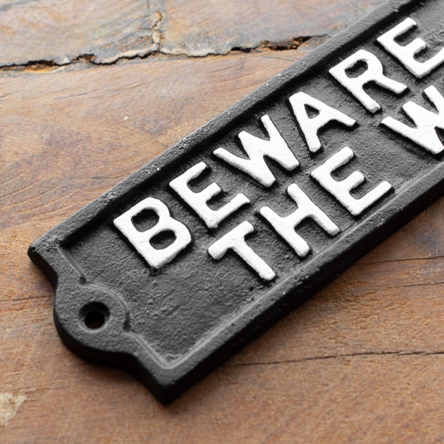 Cast Iron 'Beware of The Wife' Garden Wall Sign