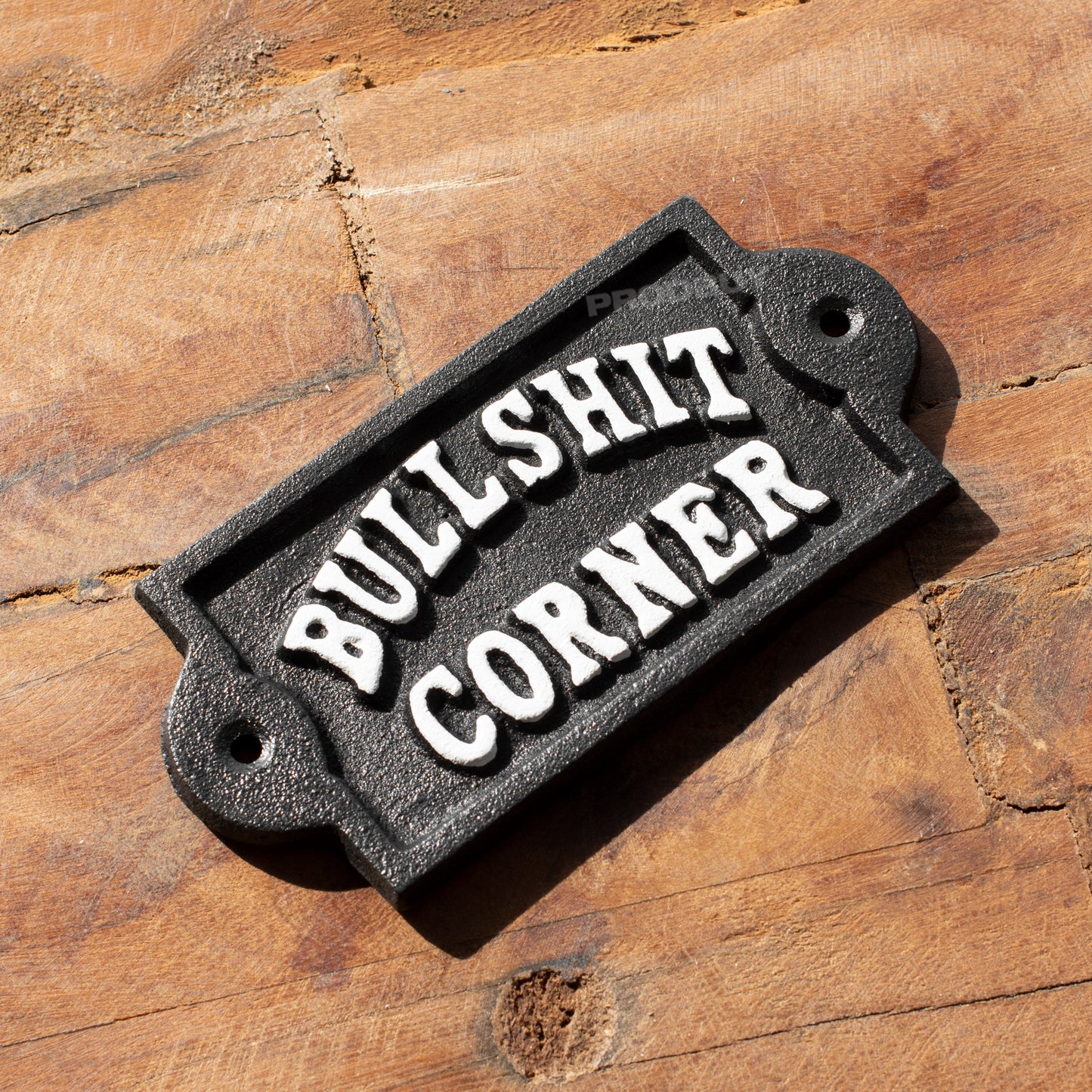 Small 'Bullshit Corner' Cast Iron Wall Sign