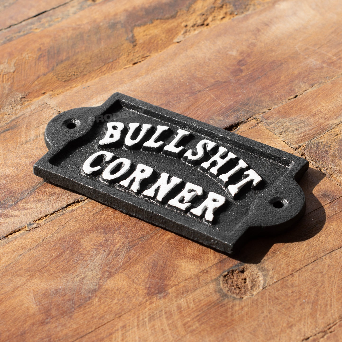 Small 'Bullshit Corner' Cast Iron Wall Sign