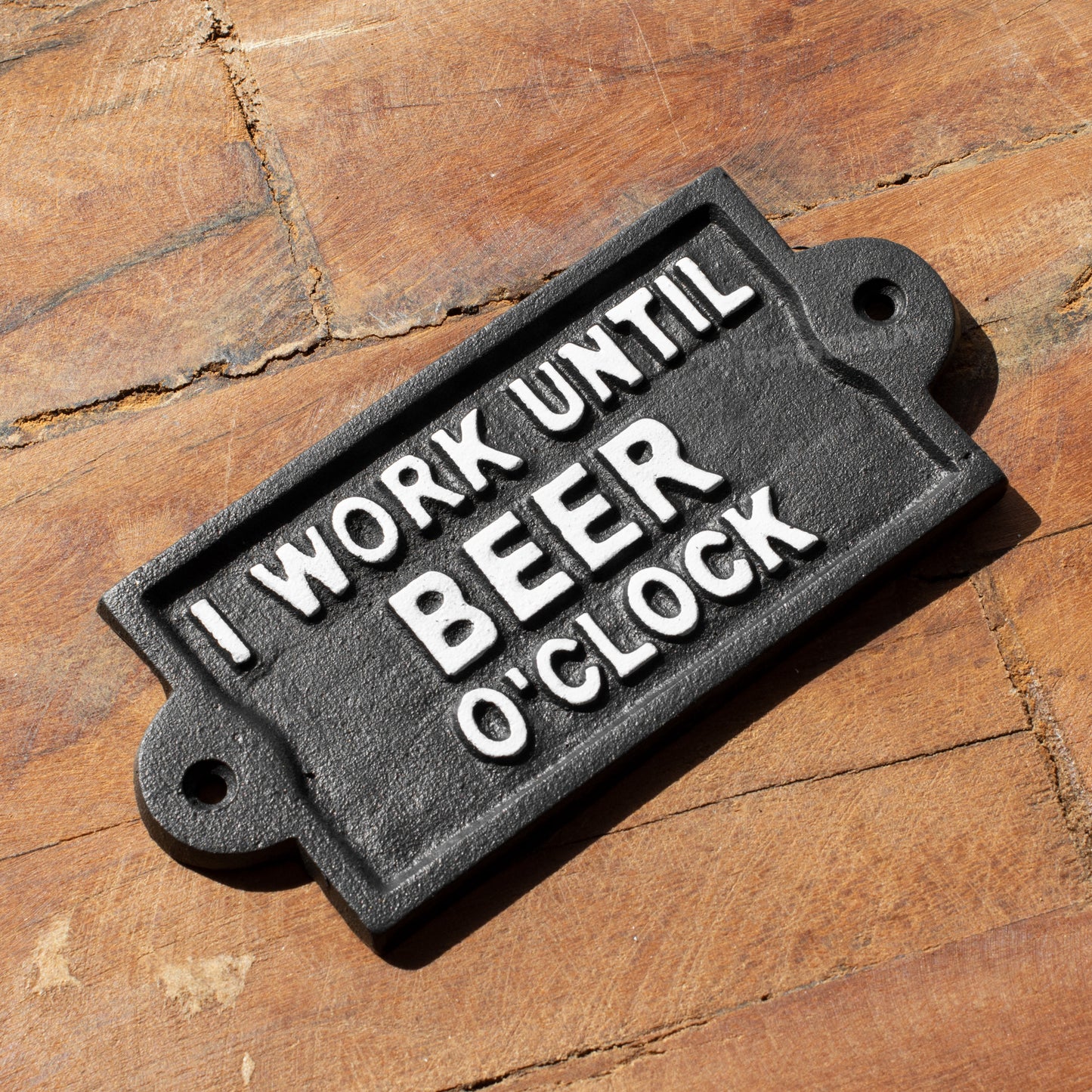 Cast Iron 'I Work Until Beer O'Clock' Wall Sign