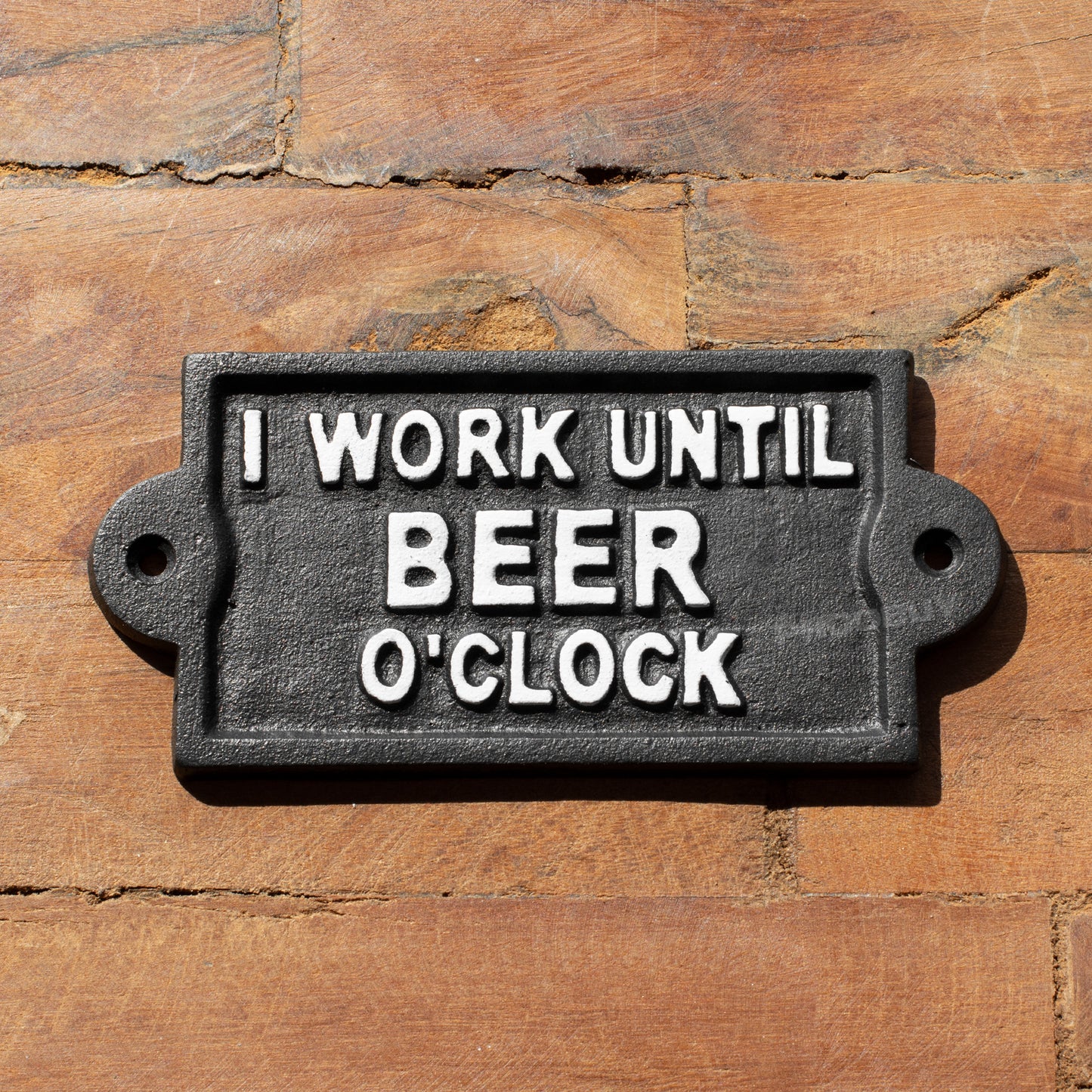 Cast Iron 'I Work Until Beer O'Clock' Wall Sign