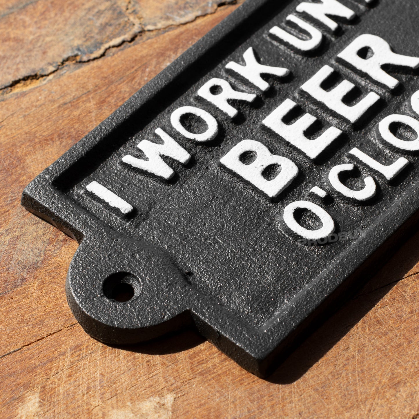 Cast Iron 'I Work Until Beer O'Clock' Wall Sign