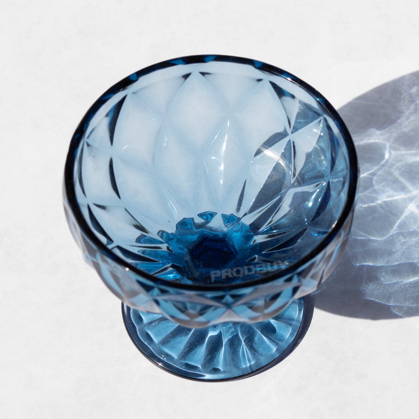 Set of 2 Blue Sundae Dishes Thick Glass Dessert Bowls