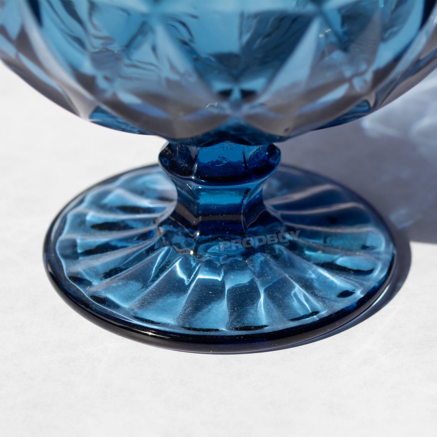 Set of 2 Blue Sundae Dishes Thick Glass Dessert Bowls
