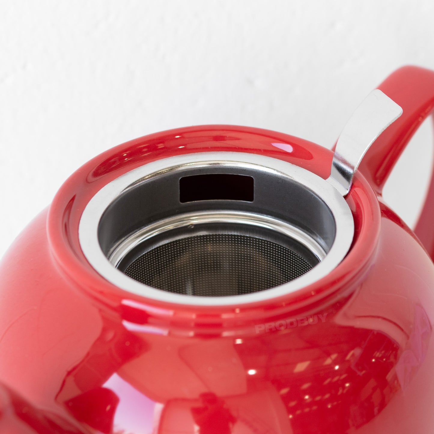 Red 1 Litre Ceramic Teapot & Infuser Basket