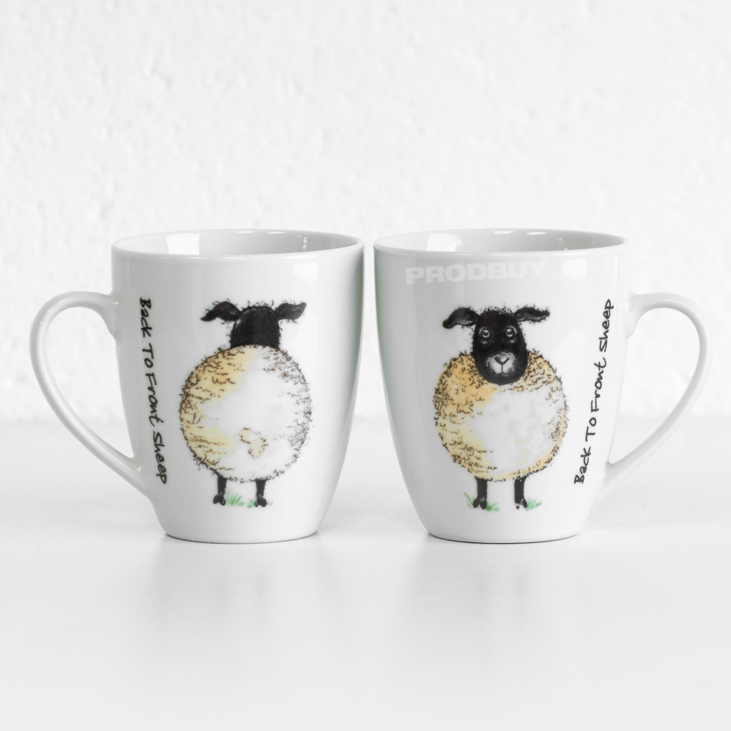 Set of 4 'Back To Front' Sheep Coffee Mugs
