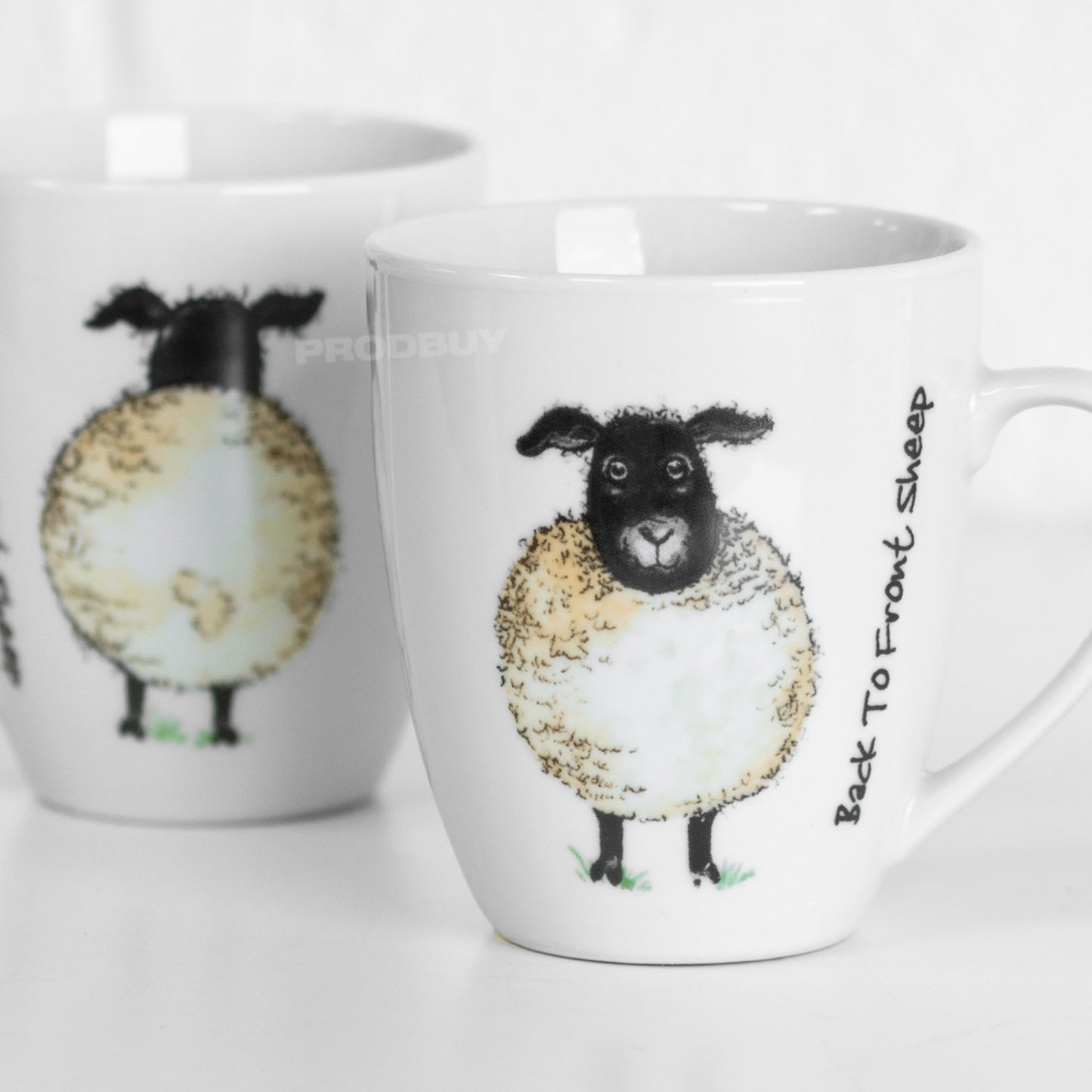 Set of 4 'Back To Front' Sheep Coffee Mugs