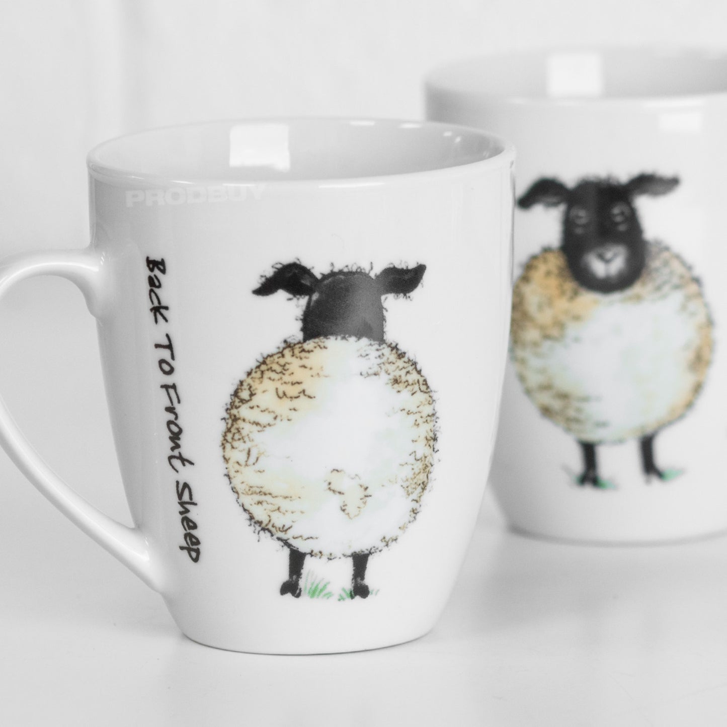 Set of 4 'Back To Front' Sheep Coffee Mugs