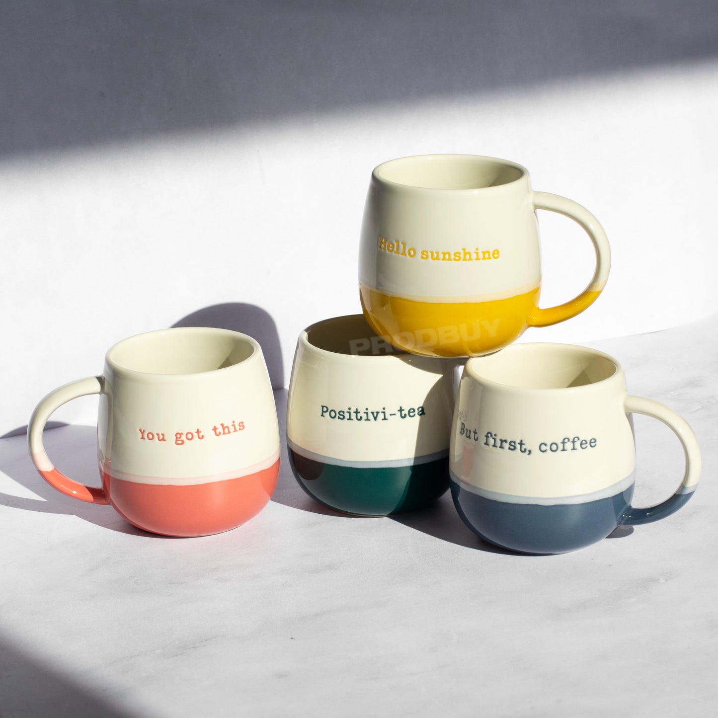 Happy 12oz Stoneware Two-Tone Coffee Mug
