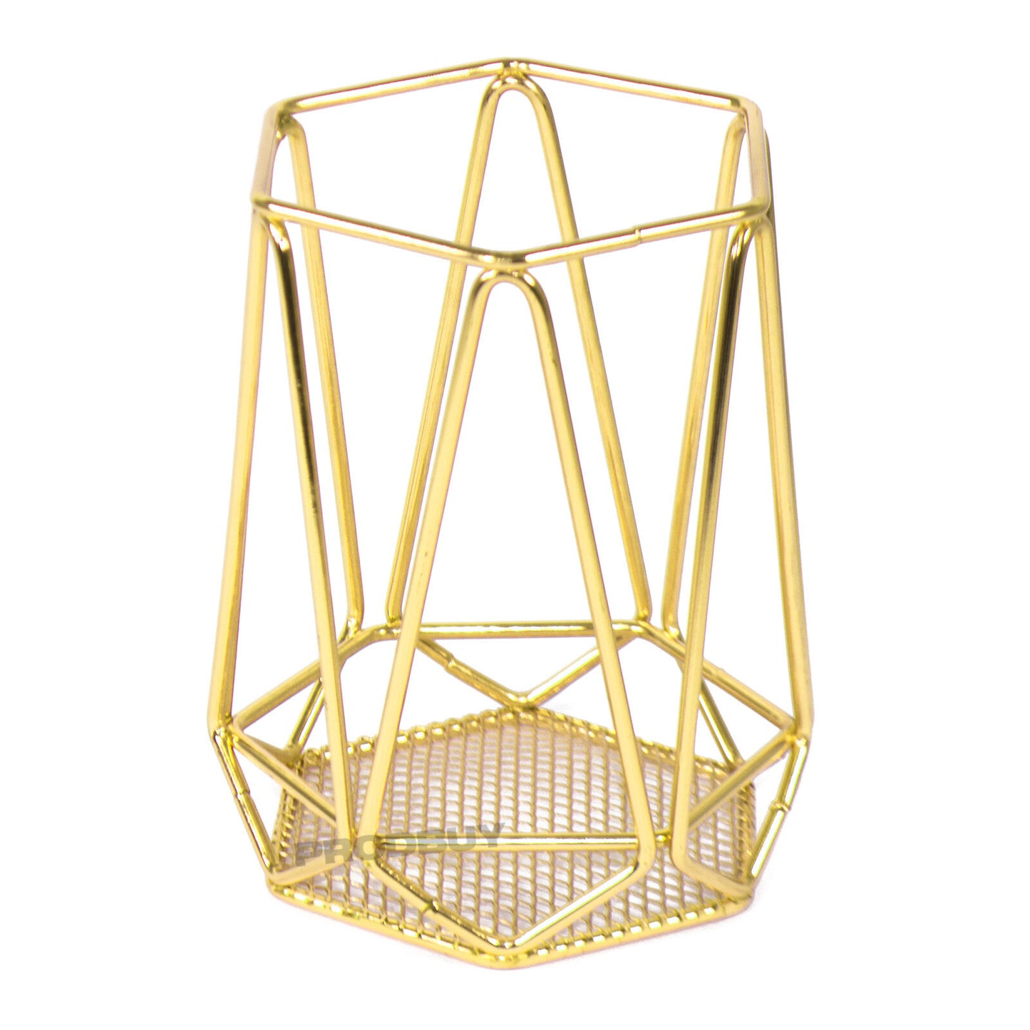 Metal Wire Geometric Gold Cutlery & Utensil Holder Pot