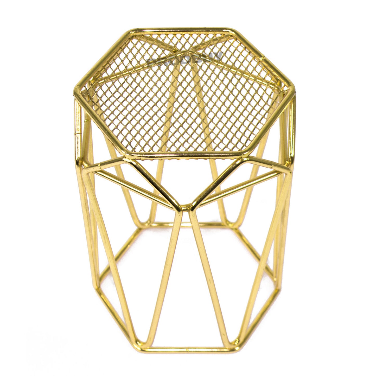 Metal Wire Geometric Gold Cutlery & Utensil Holder Pot