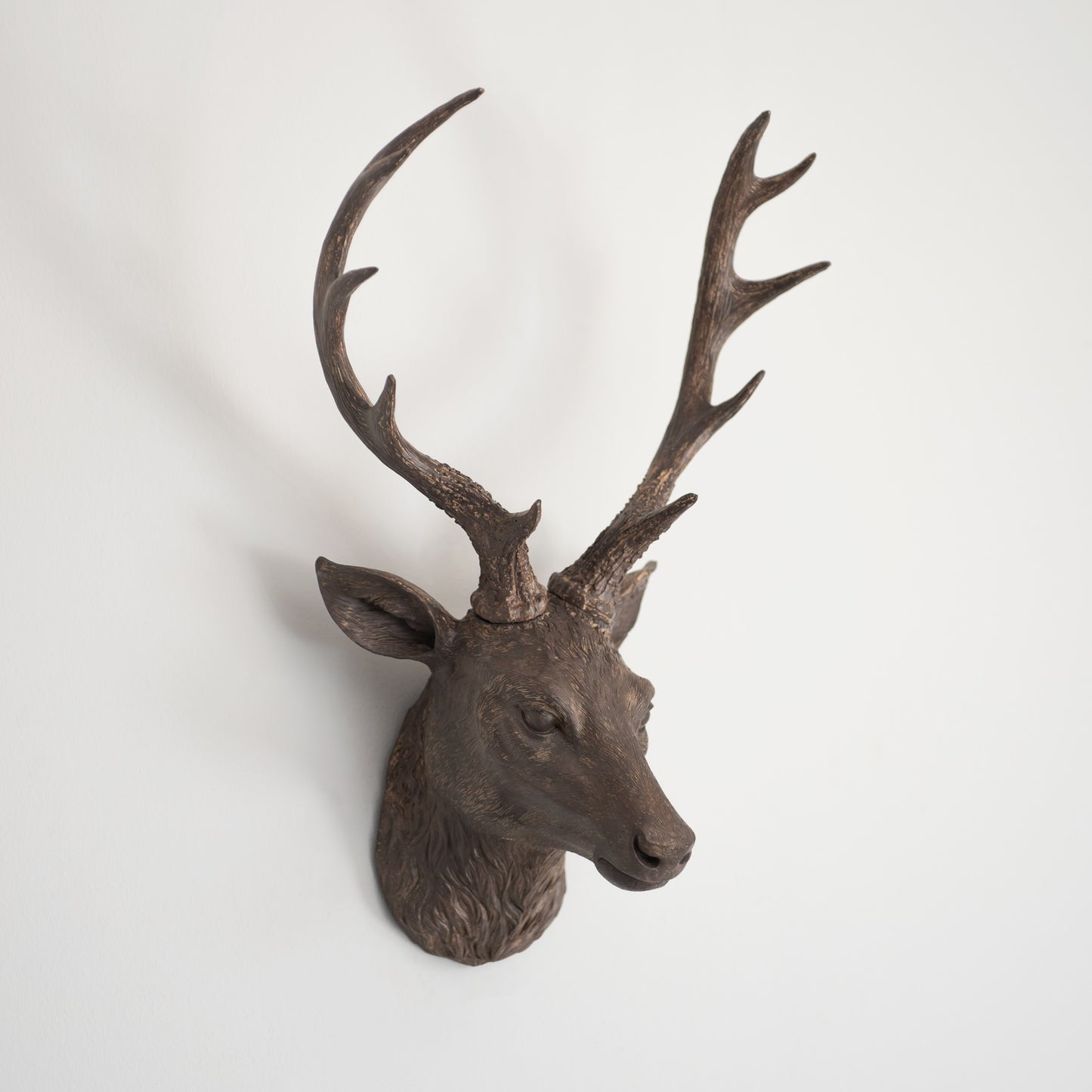 Stag Head Wall Mounted Reindeer Ornament With Large Antlers