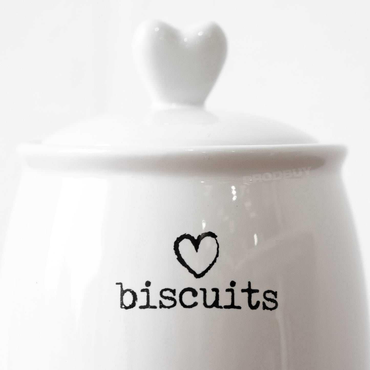 White Heart Ceramic Biscuit Storage Jar