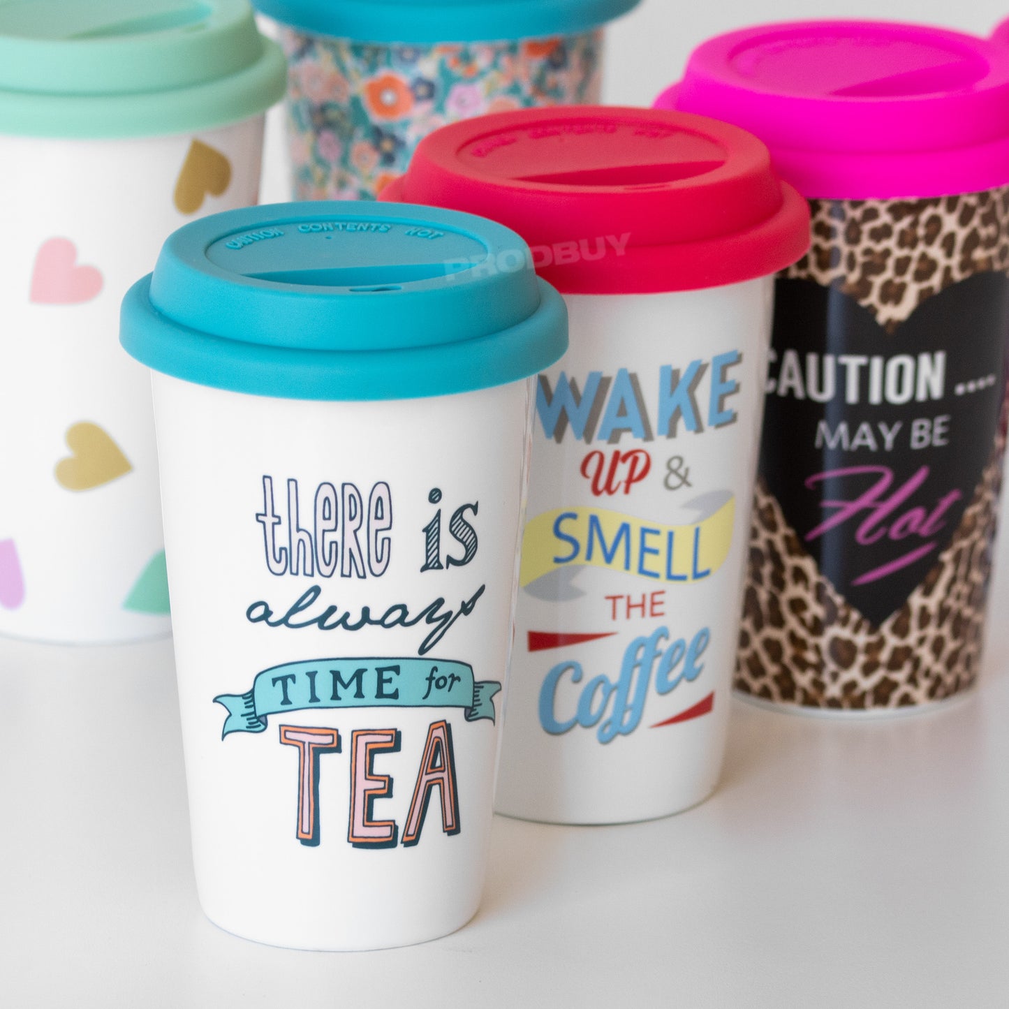 Confetti Hearts Travel Mug Insulated Double Walled Thermal Cup