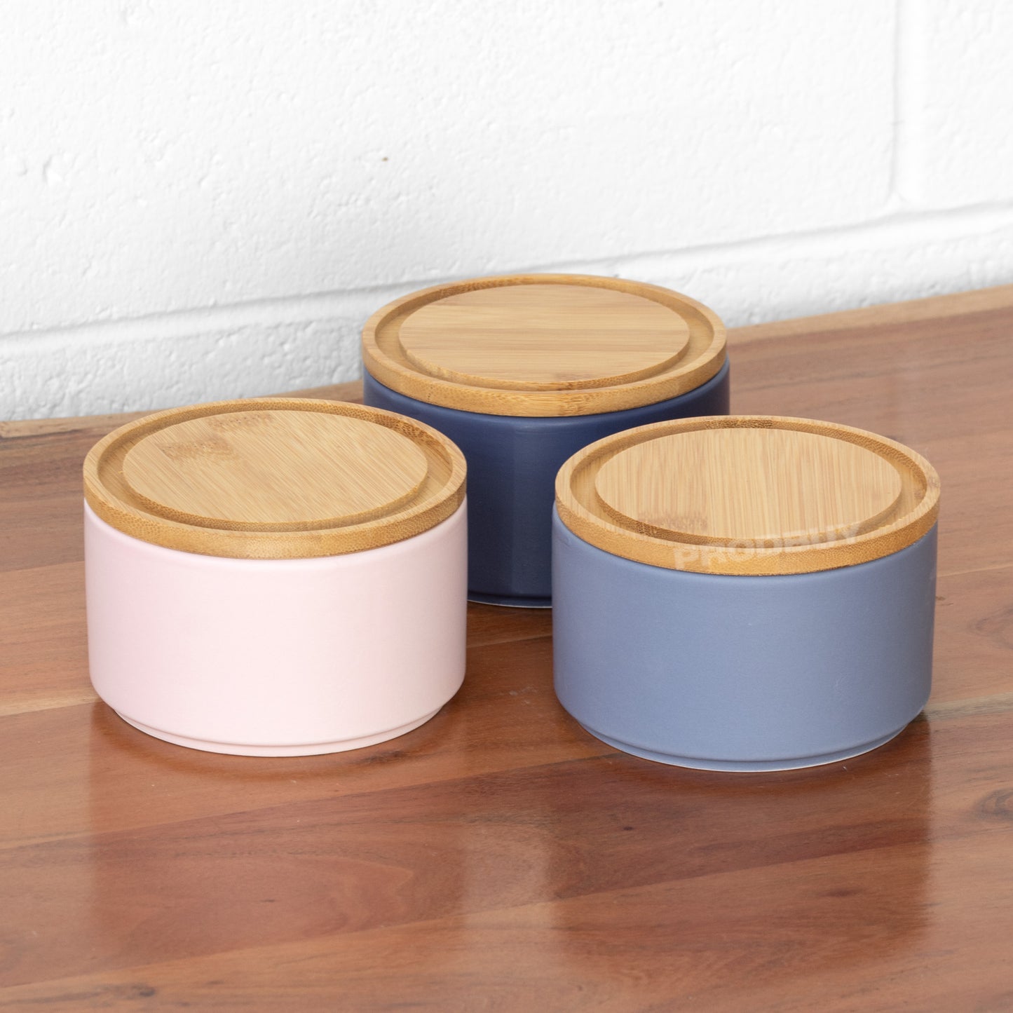 Stackable 3 Piece Ceramic Storage Canister Set