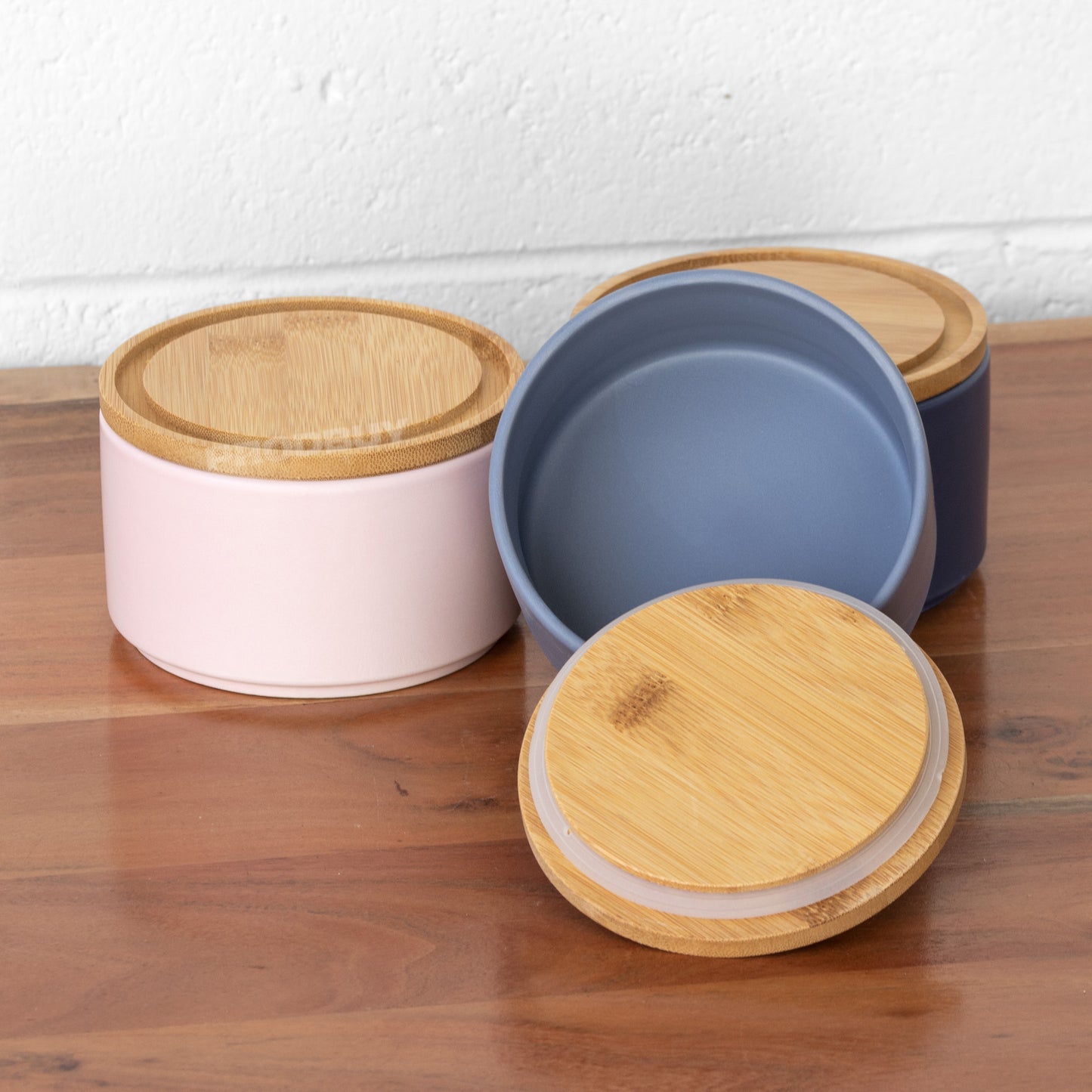 Stackable 3 Piece Ceramic Storage Canister Set